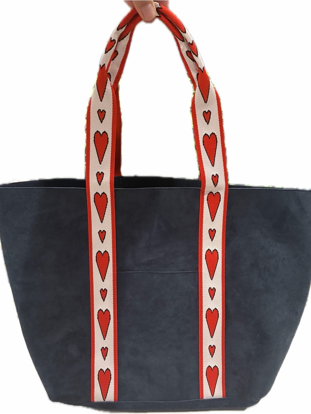 Brighton Velveteen Love Tote Bag Navy Blue Red Hearts Limited Edition